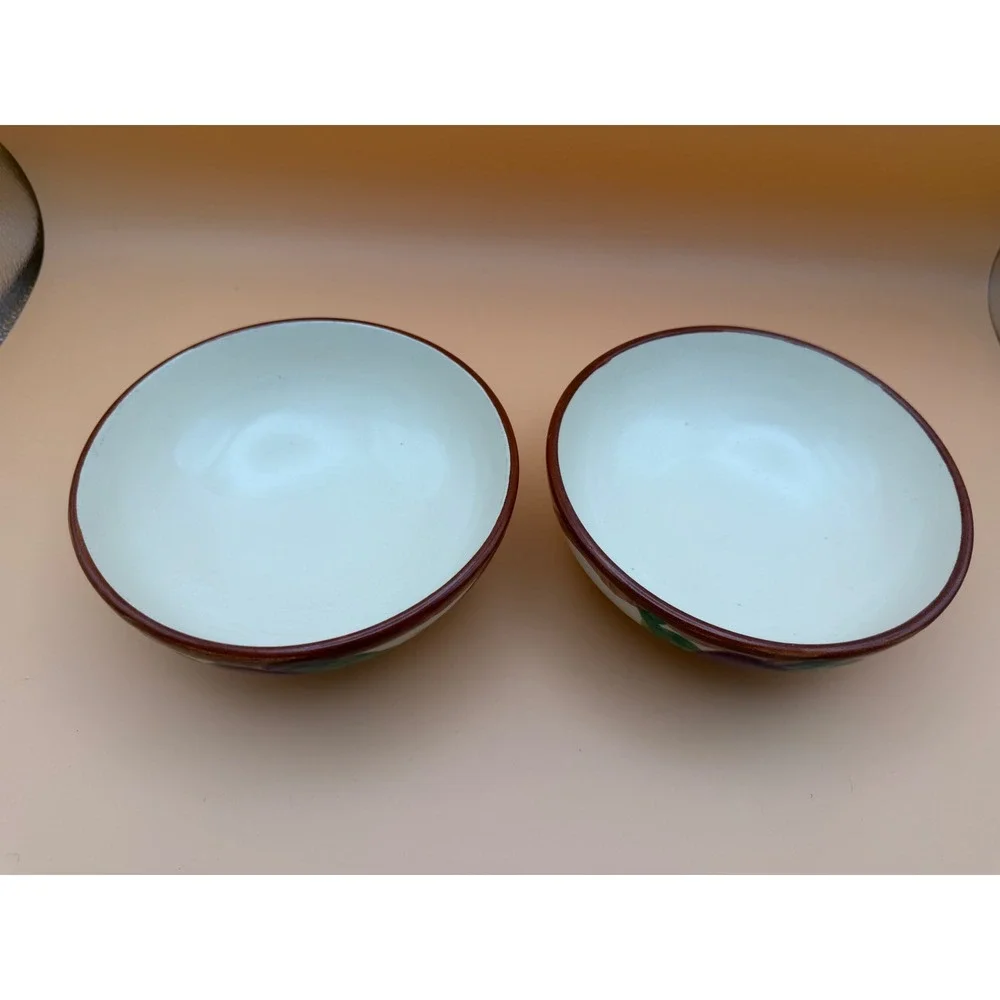 Pair Vintage 1968 Franciscan Apple Cereal Bowls Interpace USA As Is Crazing